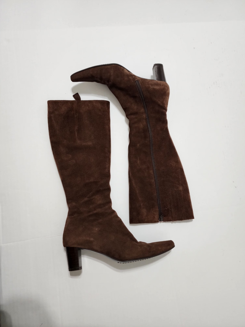 Boden Brown Suede Knee-High Heeled Boots Leather Elegant